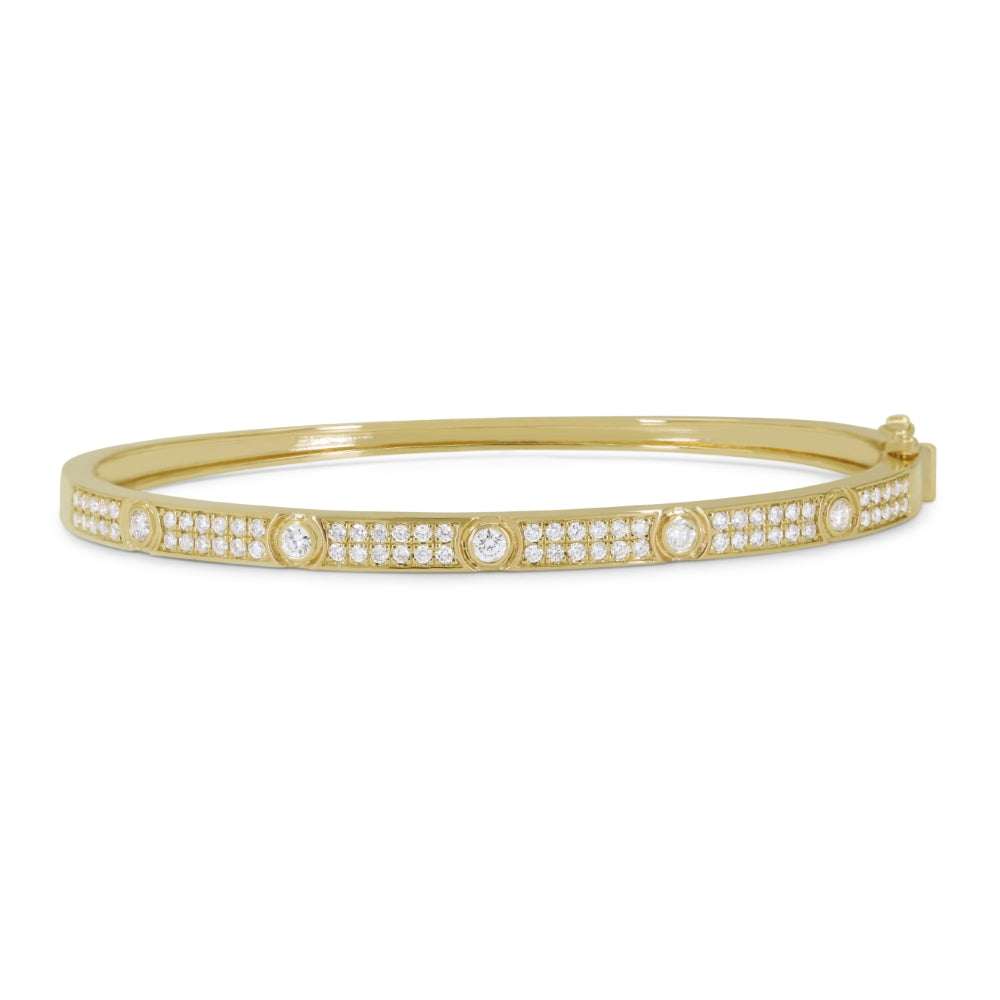 Beautiful Hand Crafted 14K Yellow Gold White Diamond Milano Collection Bracelet