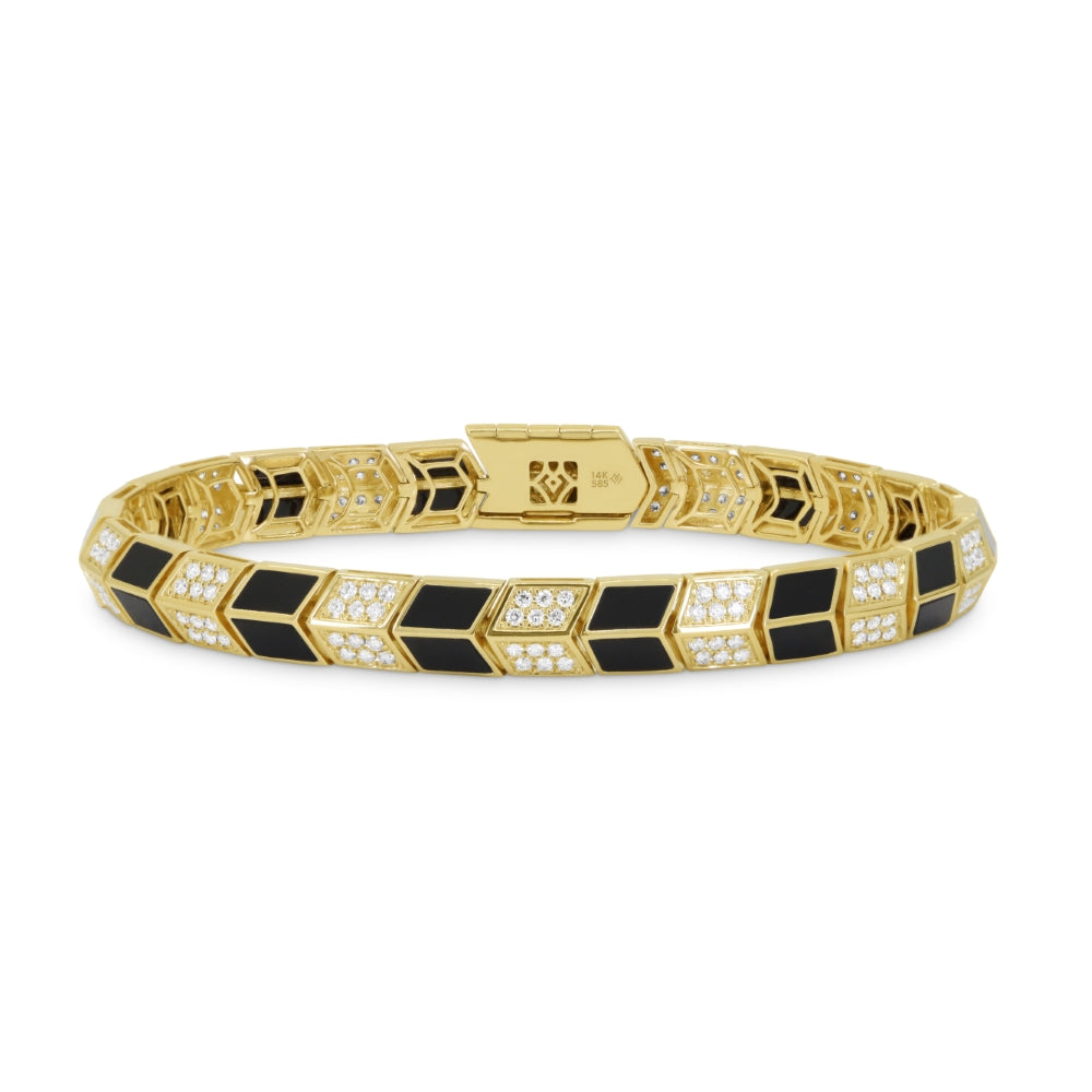 Madison L 14K Yellow Gold Black Onyx Bracelet - style B1284BOY