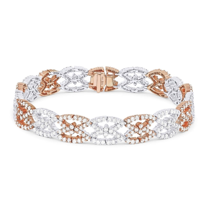 Beautiful Hand Crafted 14K Two Tone Gold White Diamond Aspen Collection Bracelet