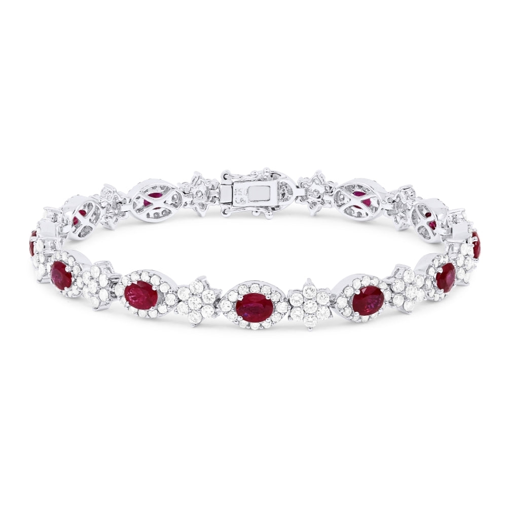 Beautiful Hand Crafted 18K White Gold  Ruby And Diamond Arianna Collection Bracelet