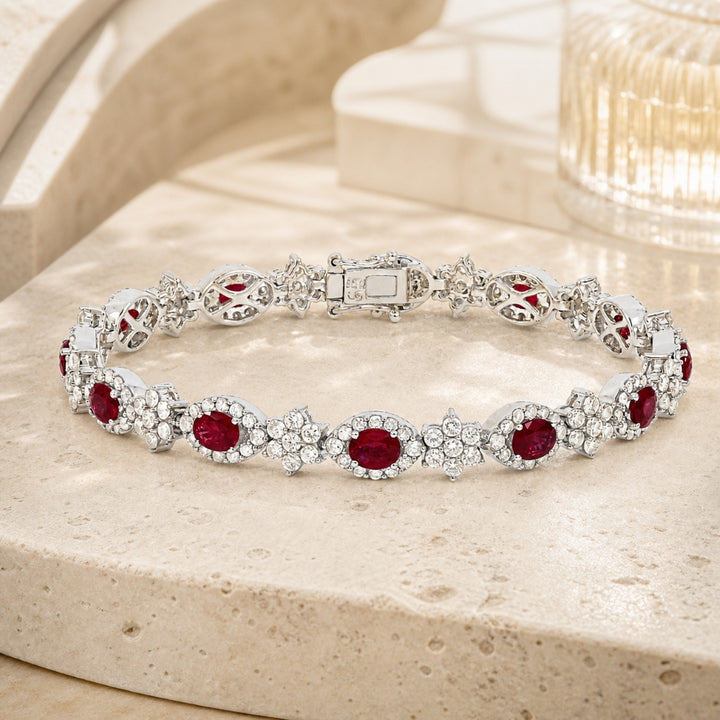 DB1954 - 18K White Gold Ruby Bracelet