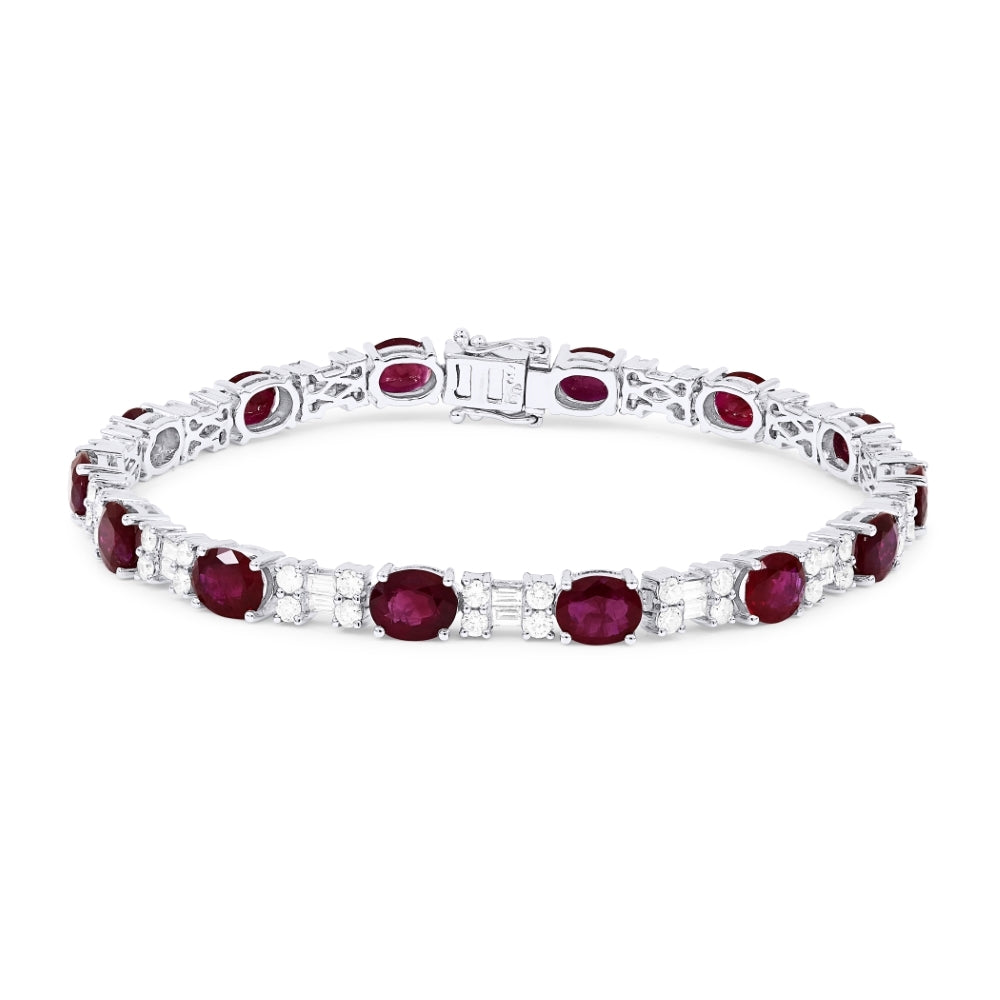 Beautiful Hand Crafted 18K White Gold  Ruby And Diamond Arianna Collection Bracelet