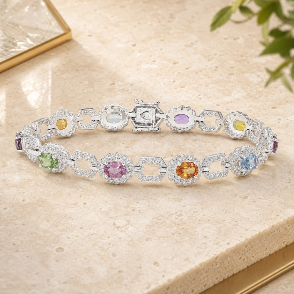 DB2067 - 14K White Gold Sapphire Bracelet