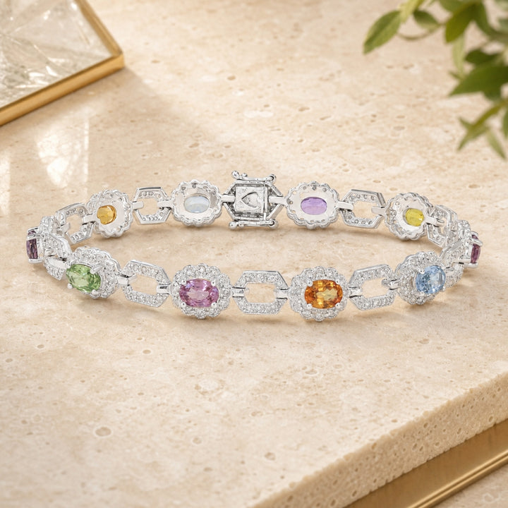 DB2067 - 14K White Gold Sapphire Bracelet