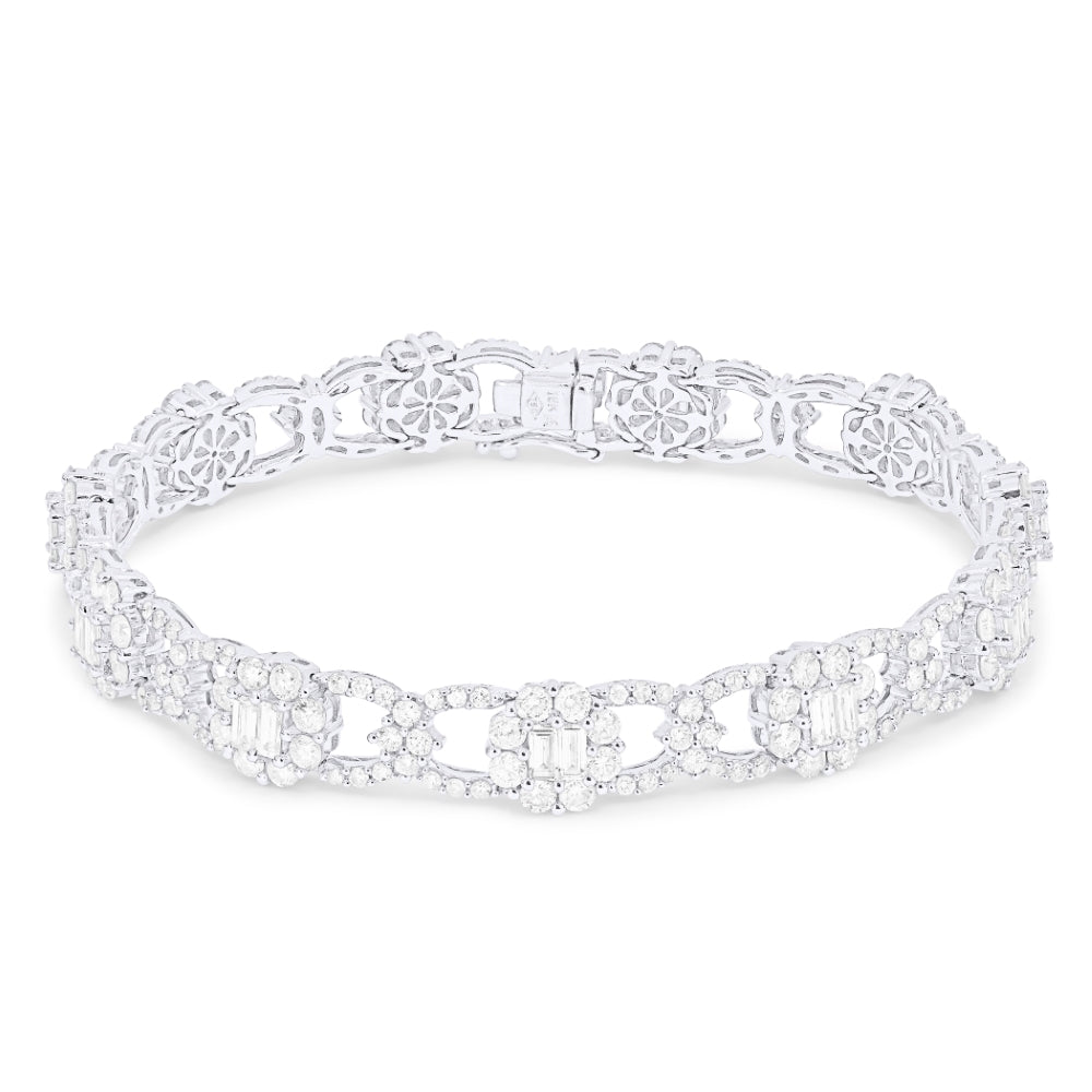 Beautiful Hand Crafted 18K White Gold White Diamond Aspen Collection Bracelet