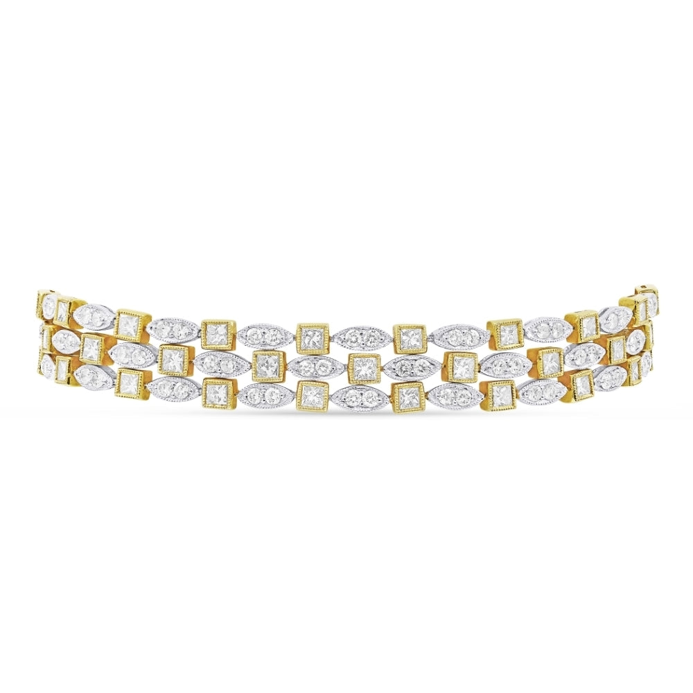 Beautiful Hand Crafted 18K White Gold  Yellow Diamond And Diamond Aspen Collection Bracelet