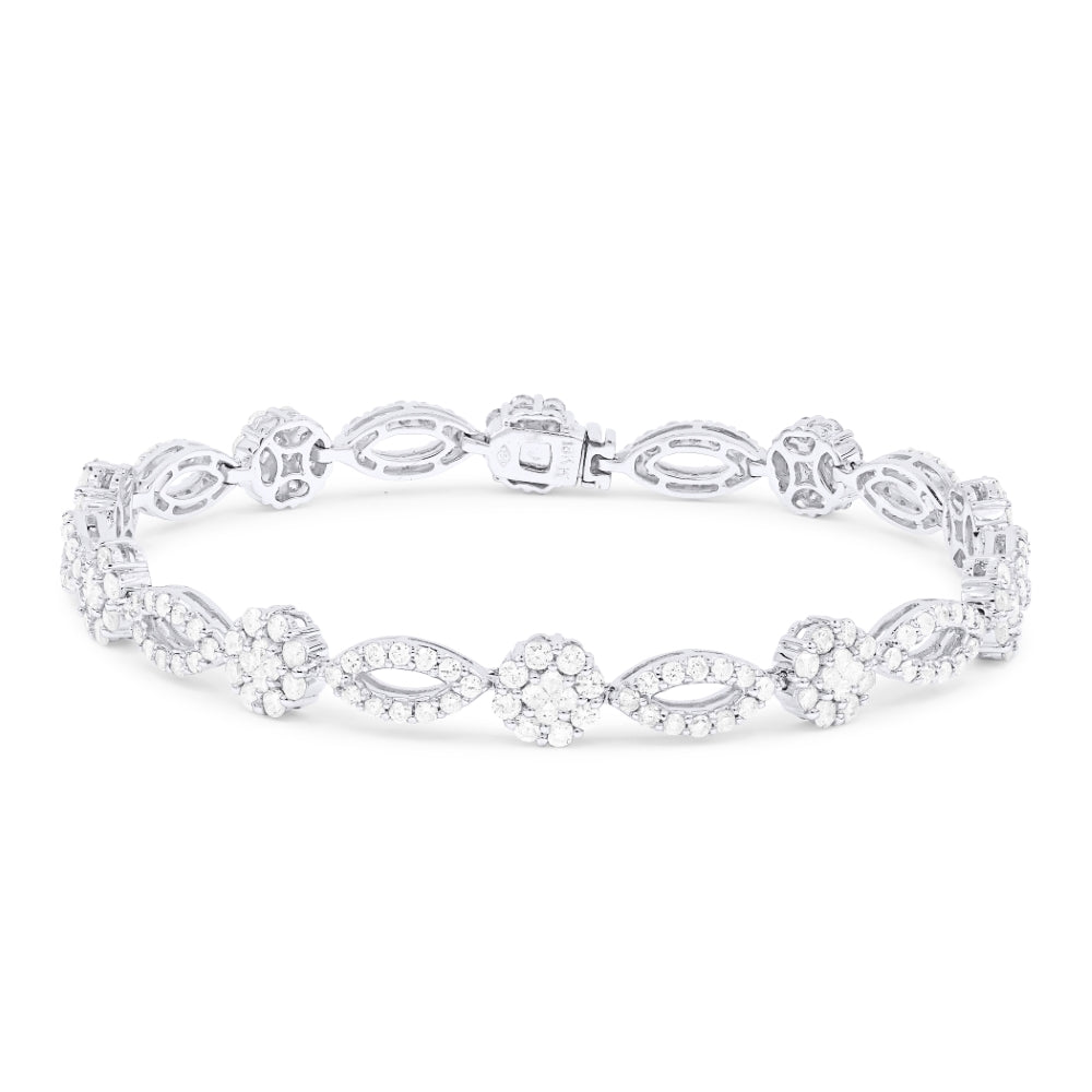 Beautiful Hand Crafted 18K White Gold White Diamond Aspen Collection Bracelet