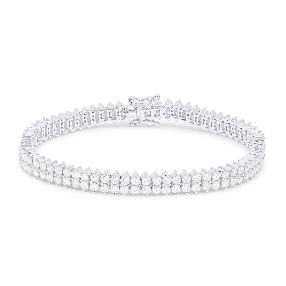 Beautiful Hand Crafted 18K White Gold White Diamond Aspen Collection Bracelet