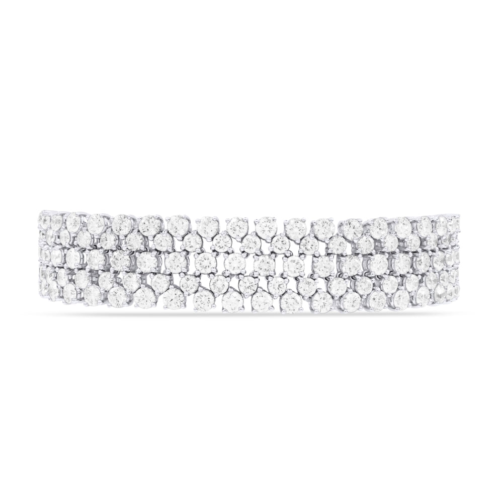 Beautiful Hand Crafted 18K White Gold White Diamond Aspen Collection Bracelet