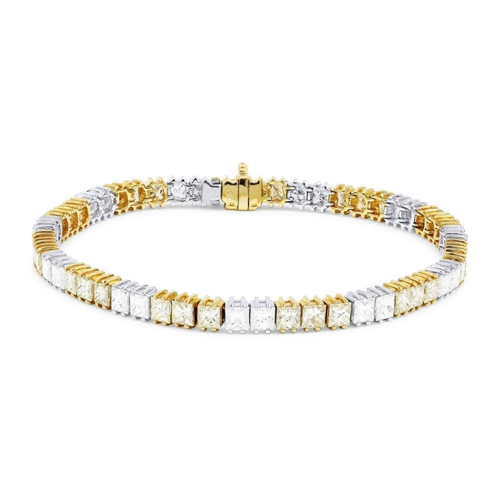 Beautiful Hand Crafted 18K White Gold  Yellow Diamond And Diamond Aspen Collection Bracelet