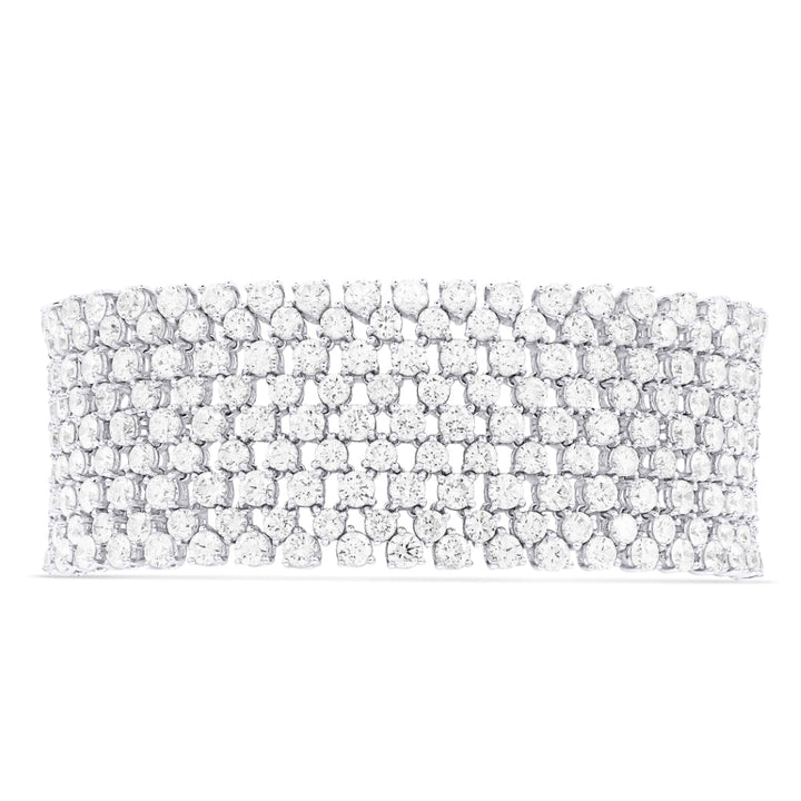 Beautiful Hand Crafted 18K White Gold White Diamond Aspen Collection Bracelet