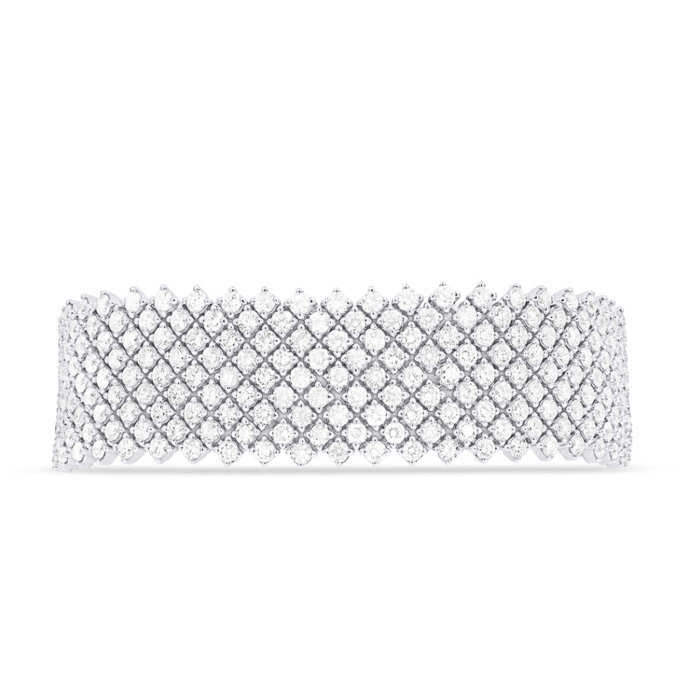 Beautiful Hand Crafted 18K White Gold White Diamond Aspen Collection Bracelet