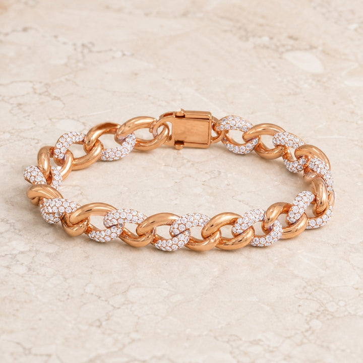 DB2906 - 18K Rose Gold Diamond Paperclip Bracelet