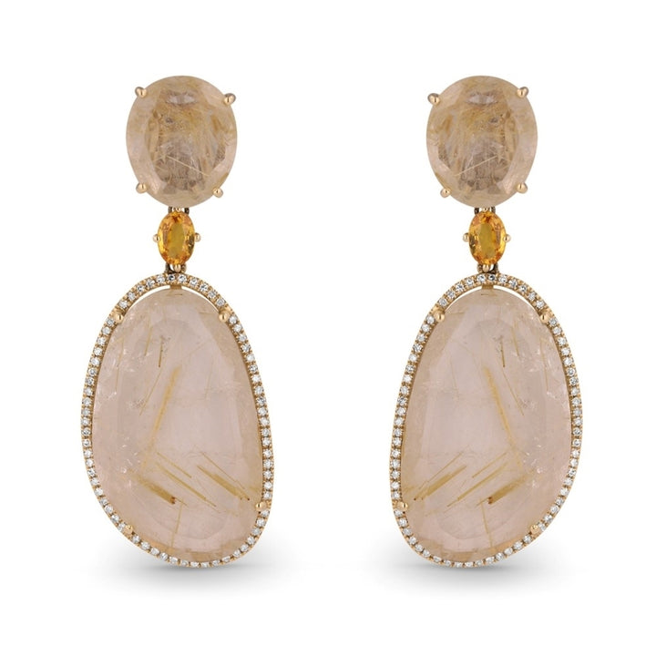 Madison L 14K Yellow Gold Rose Quartz Drop Earrings - style DE10210