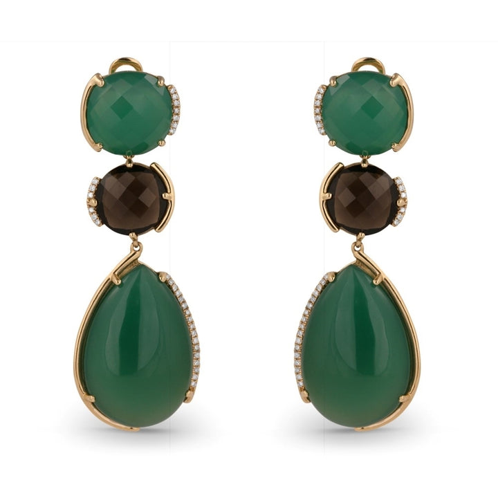 Madison L 14K Yellow Gold Green Agate Drop Earrings - style DE10403