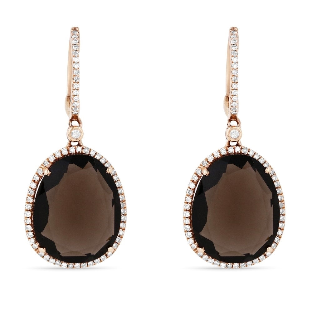 Madison L 14K Rose Gold Smokey Topaz Drop Earrings - style DE10410