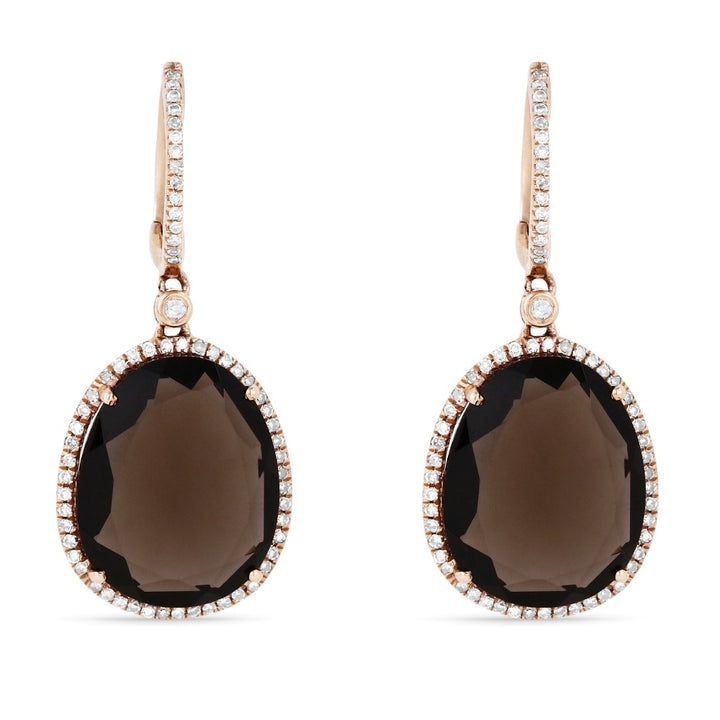 Madison L 14K Rose Gold Smokey Topaz Drop Earrings - style DE10410