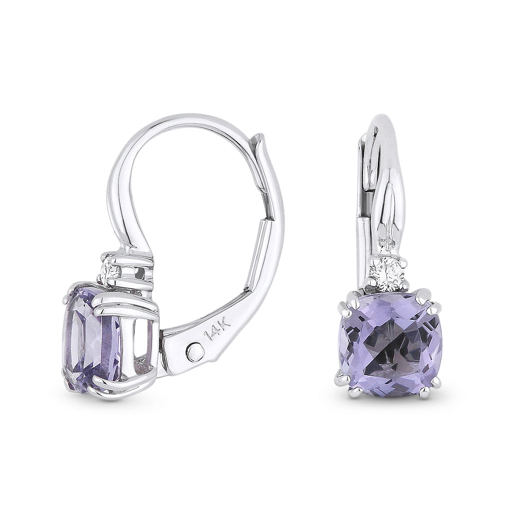 Madison L 14K White Gold Iolite Cushion Drop Earrings - style DE11043