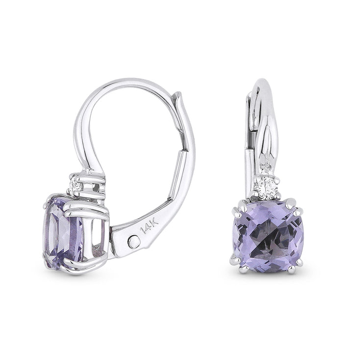 Madison L 14K White Gold Iolite Cushion Drop Earrings - style DE11043