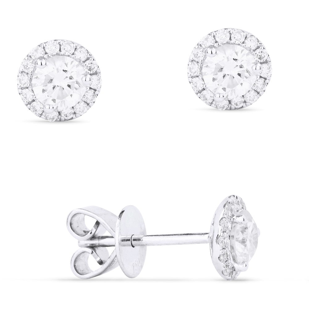 Beautiful Hand Crafted 18K White Gold White Diamond Lumina Collection Stud Earrings With A Push Back Closure