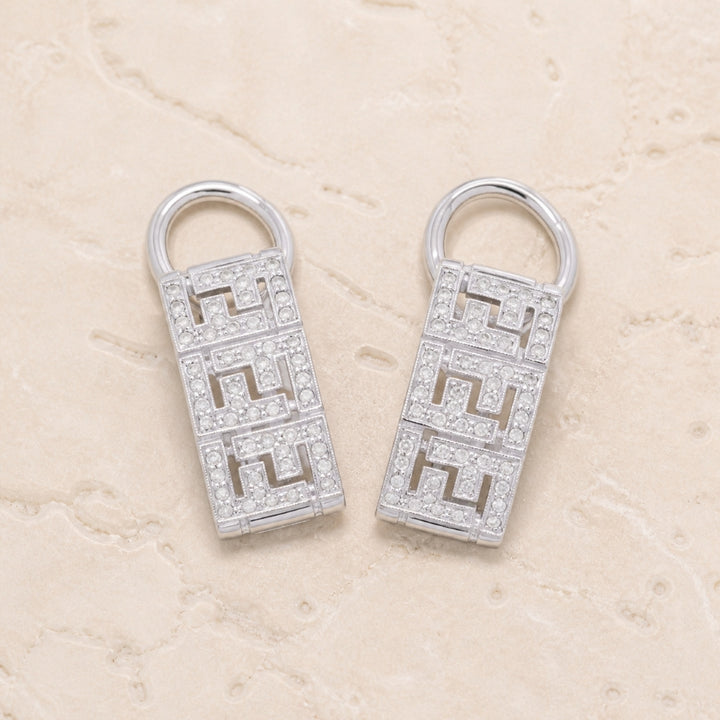 DE2058 - 18K White Gold Diamond Hoop Earrings