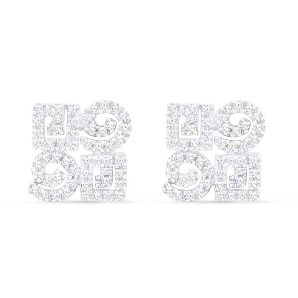 Beautiful Hand Crafted 14K White Gold White Diamond Milano Collection Stud Earrings With A Push Back Closure