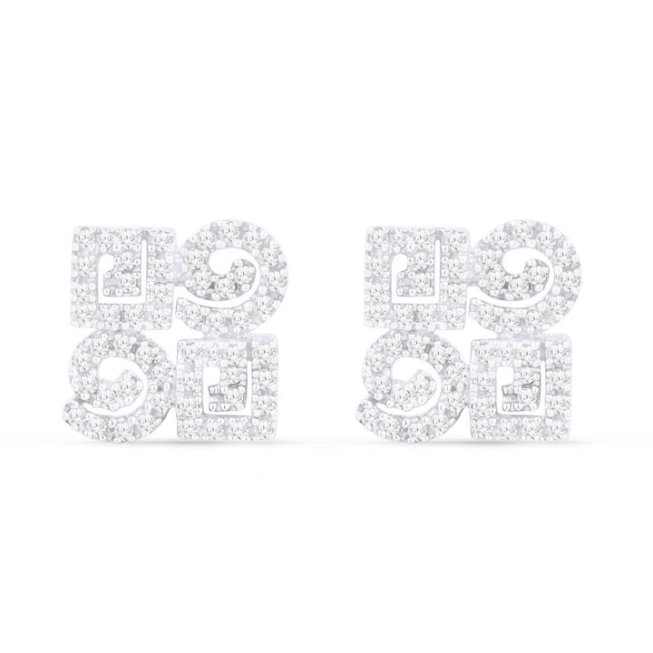 Beautiful Hand Crafted 14K White Gold White Diamond Milano Collection Stud Earrings With A Push Back Closure