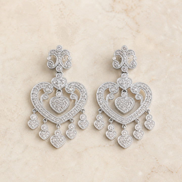 DE4468 - 14K White Gold Diamond Drop Earrings
