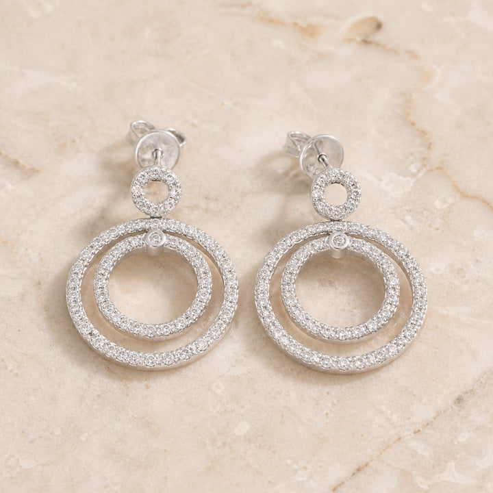 DE5227 - 14K White Gold Diamond Drop Earrings