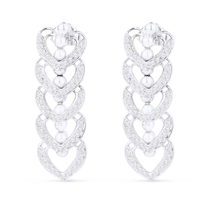 Madison L 14K White Gold Diamond Heart Drop Earrings - style DE5265