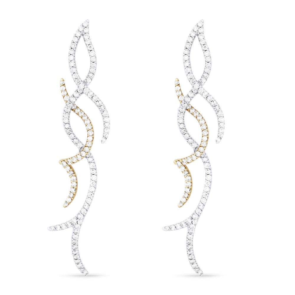 Beautiful Hand Crafted 18K White Gold White Diamond Aspen Collection Drop Dangle Earrings With A Lever Back Closure