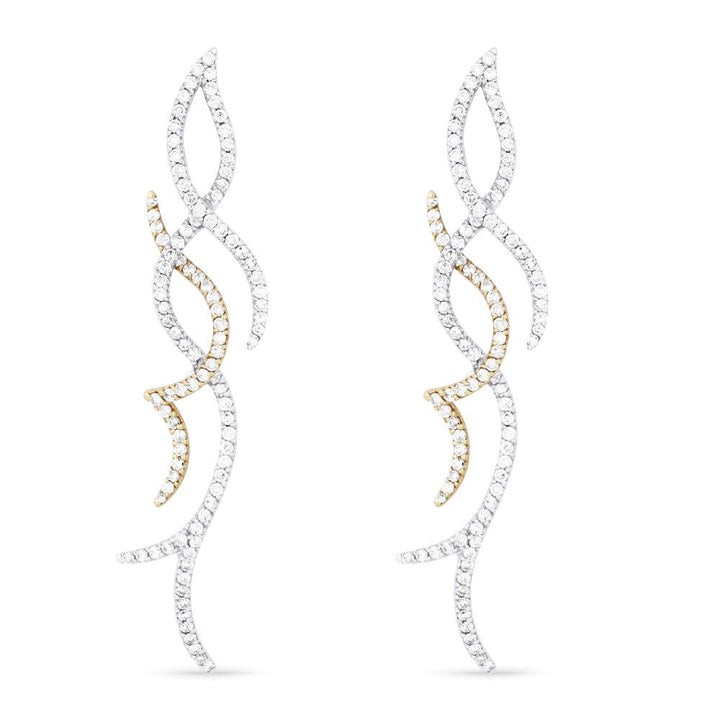 Beautiful Hand Crafted 18K White Gold White Diamond Aspen Collection Drop Dangle Earrings With A Lever Back Closure