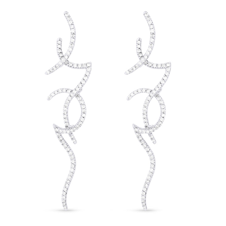 Madison L 18K White Gold Diamond Drop Earrings - style DE5417