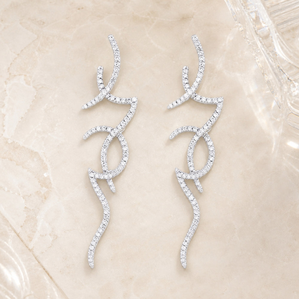 DE5417 - 18K White Gold Diamond Drop Earrings
