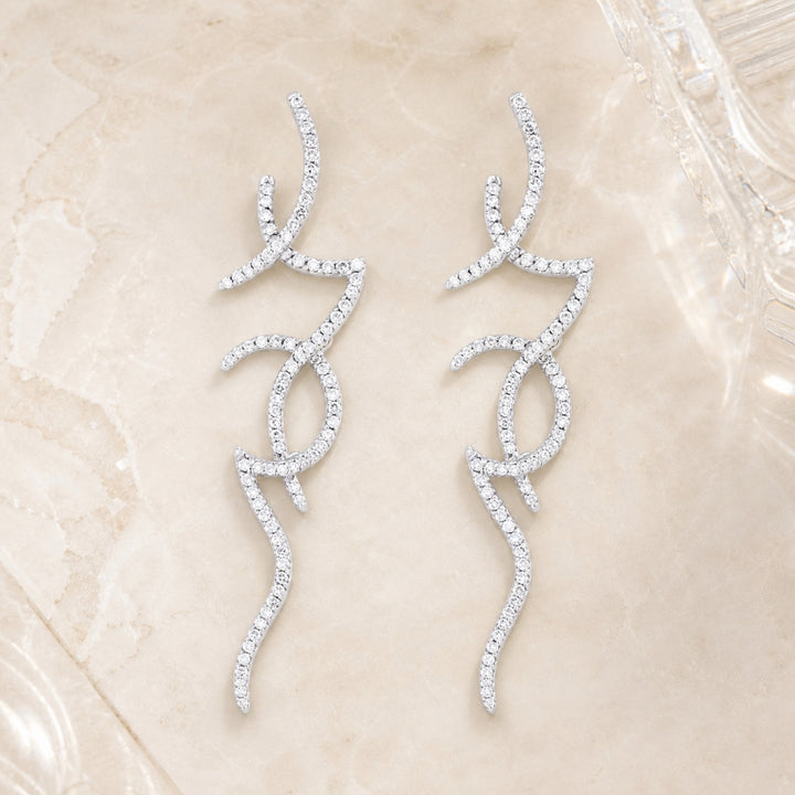 DE5417 - 18K White Gold Diamond Drop Earrings