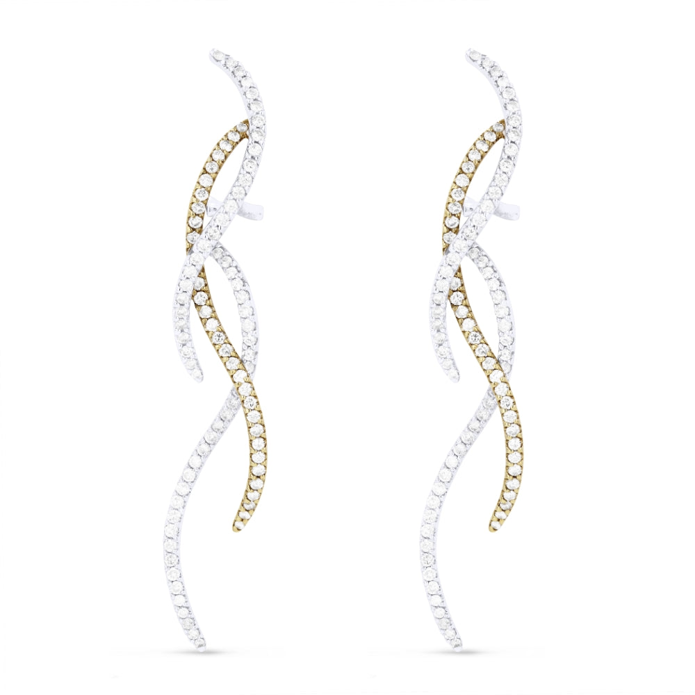 Beautiful Hand Crafted 18K White Gold White Diamond Aspen Collection Drop Dangle Earrings With A Lever Back Closure