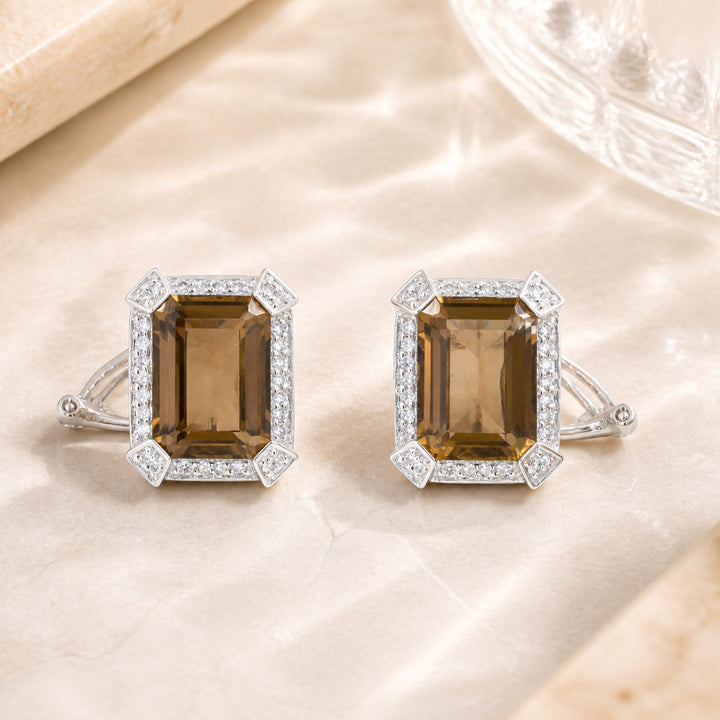 DE6078 - 14K White Gold Quartz Stud Earrings