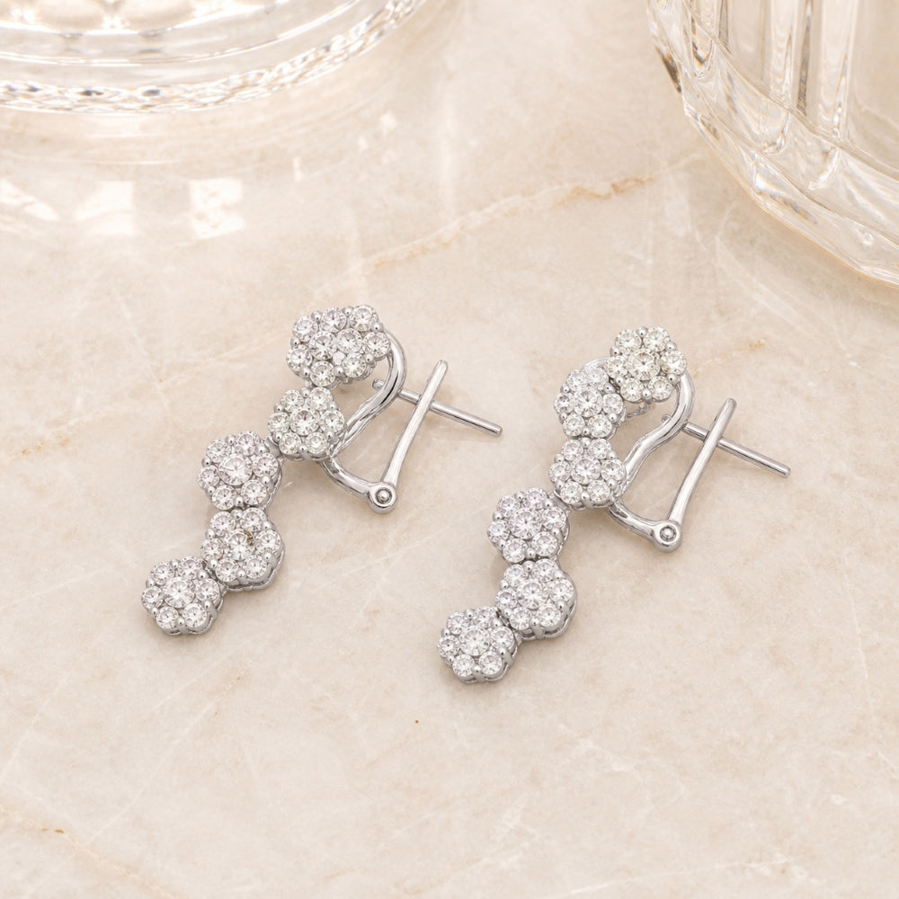 DE6966 - 18K White Gold Diamond Drop Earrings