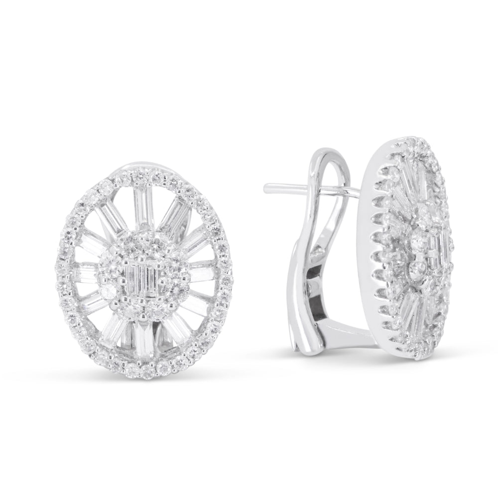 Beautiful Hand Crafted 18K White Gold White Diamond Lumina Collection Stud Earrings With A Omega Back Closure