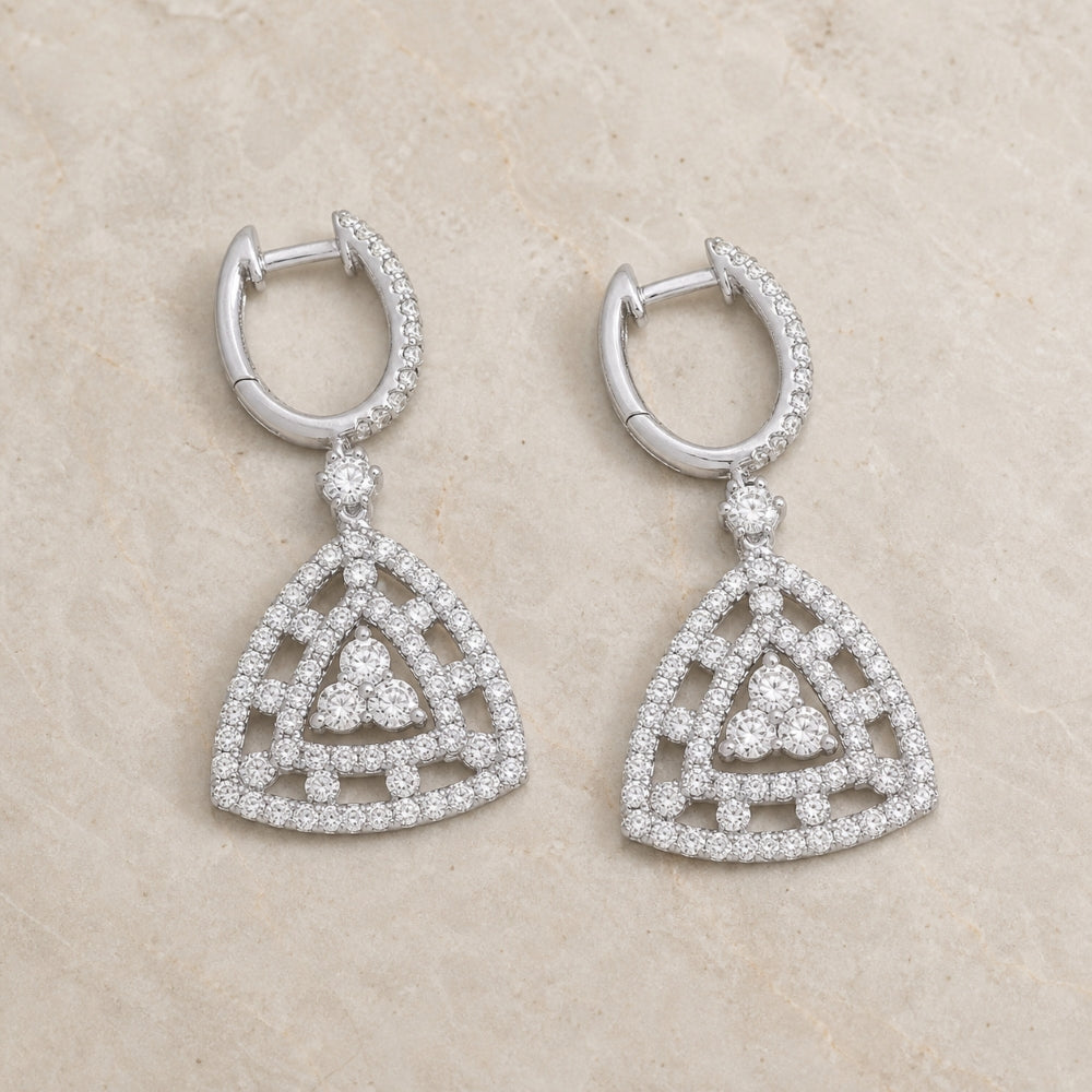 DE7288 - 18K White Gold Diamond Drop Earrings