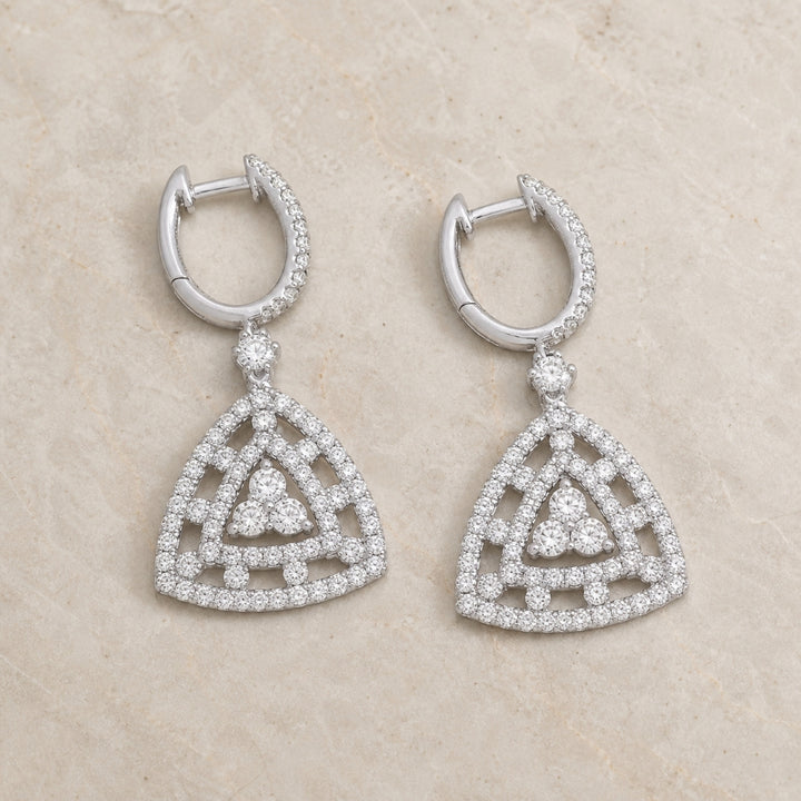 DE7288 - 18K White Gold Diamond Drop Earrings