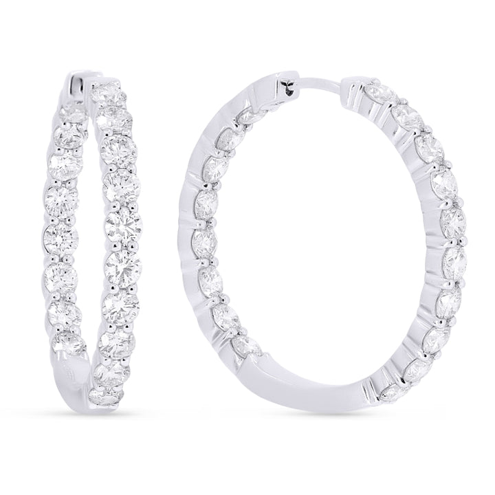 Madison L 18K White Gold Diamond In & Out Hoop Earrings - style DE7757