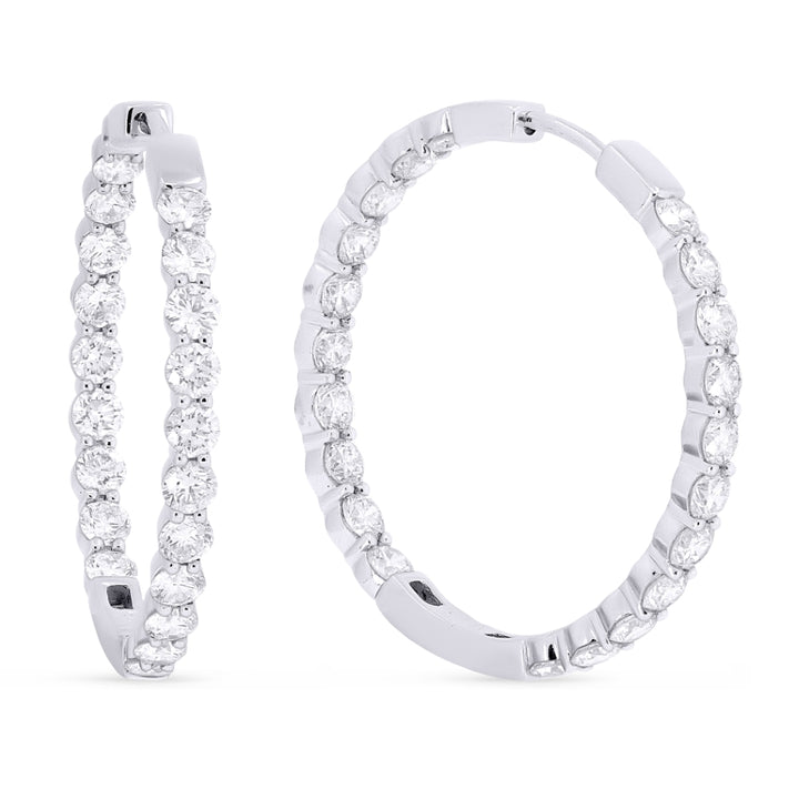 Madison L 18K White Gold Diamond In & Out Hoop Drop Earrings - style DE7761