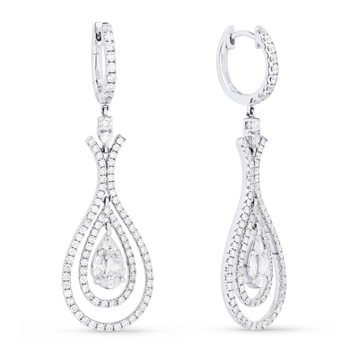 Madison L 18K White Gold Diamond Drop Earrings - style DE7844