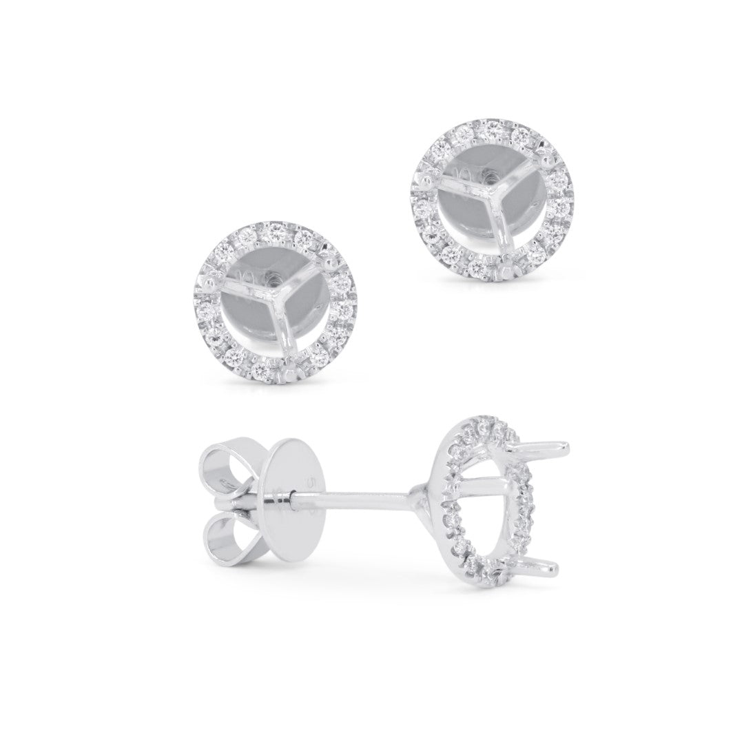 Beautiful Hand Crafted 14K White Gold White Diamond Lumina Collection Stud Earrings With A Push Back Closure