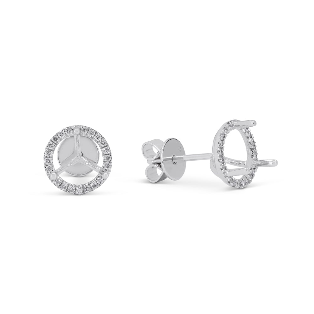 Beautiful Hand Crafted 18K White Gold White Diamond Milano Collection Stud Earrings With A Push Back Closure