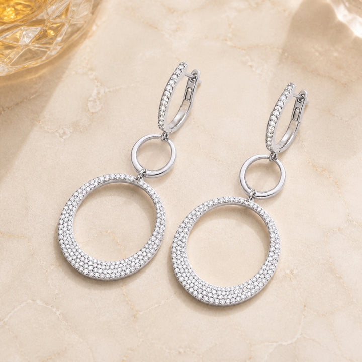 DE8324 - 18K White Gold Diamond Drop Earrings