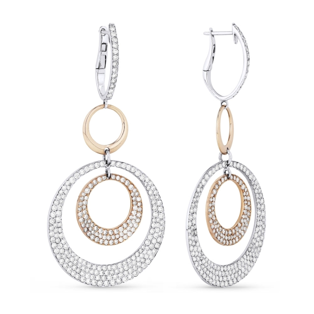 Beautiful Hand Crafted 18K White Gold White Diamond Aspen Collection Drop Dangle Earrings With A Lever Back Closure