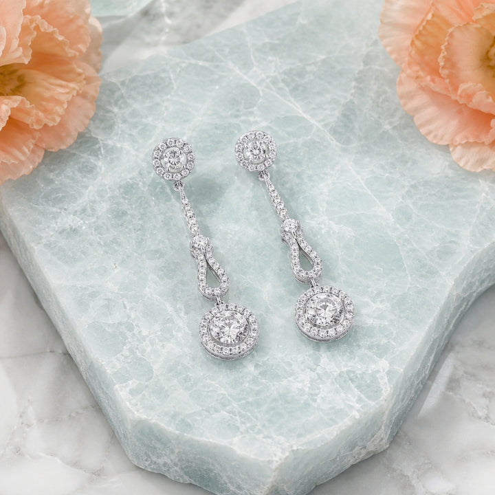 DE9749 - 18K White Gold Diamond Drop Earrings