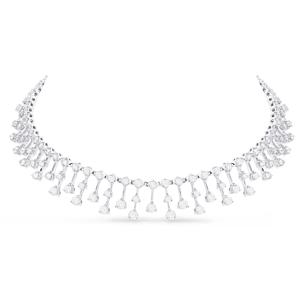 Beautiful Hand Crafted 18K White Gold White Diamond Aspen Collection Necklace